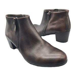 Ecco Shape Shoes Women's 9-9.5 Brown Leather Pull On Zip Casual Ankle Bootie
